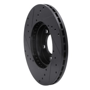 Ford Taurus Brake Rotor (1) - Front Right - R1 Concepts - Drilled & Slotted - Black - `93-`07